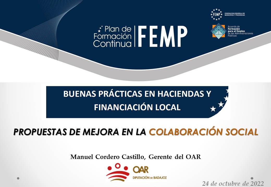 El Gerente del OAR interviene como ponente en unas jornadas de buenas prácticas de la FEMP