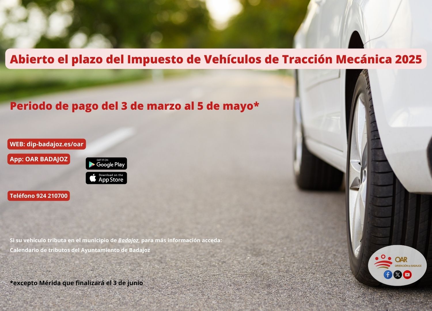 Abierto el periodo voluntario de pago del Impuesto sobre Vehículos de Tracción Mecánica (IVTM) hasta el 5 de mayo